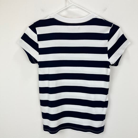 Madewell Supima Cotton Rib Tee Shirt Striped Nautical  Retro Classic XS NWT - Picture 6 of 9